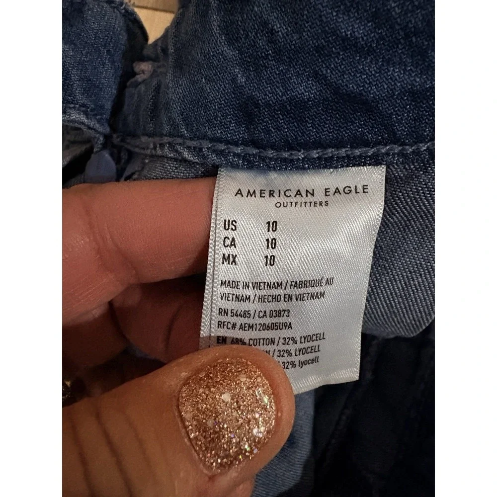 American Eagle Pleated Jeans Mini Skirt Denim Women's 10 Medium Wash Stretch - Picture 3 of 5